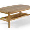 Ett fint soffbord med bra förvaring i form av en hylla. Soffbordet är i oljad ek och finns i mått 134x76 cm.