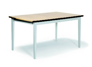 Ett matbord som tillhör matgruppen Boden. Finns även tillhörande stolar. Allt i björk och vitlack.