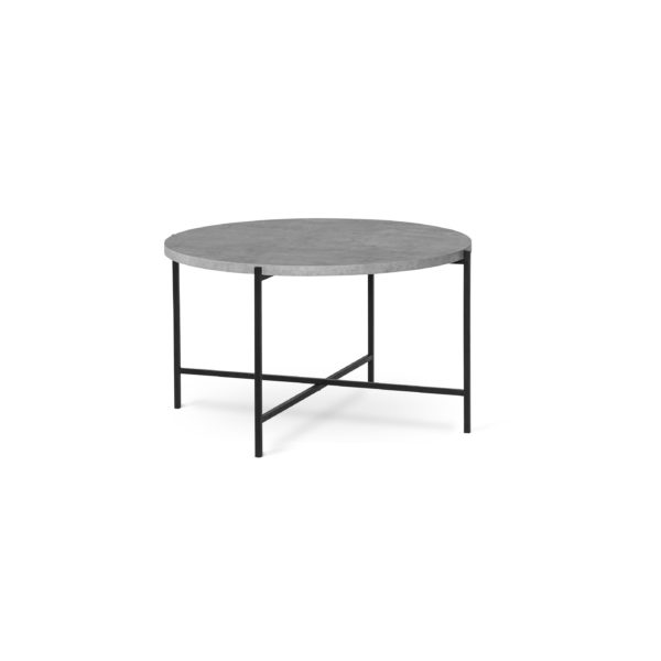 Ett runt soffbord vid namn Monza. Soffbordet är i grå betong laminat med ställning i svart metall. Finns även som ellips format.