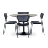 Miles matbord från Torkelson med Milo stol. Detta bord är runt och finns i betonglaminat och svart. Fot i svart metall eller fyra svarta ben. Storlek Ø 80 eller Ø 110 cm.