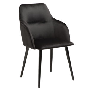 Snygg stol från Danform som passar bra till matbordet. Stolen finns i svart sammet, grön sammet och svart vintage konstläder.