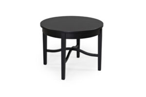 Svensktillverkade runda soffbordet New Deco kommer från Bordbirger. Soffbordet finns i svartbetsad ek.