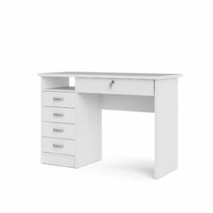 Fint skrivbord från Tvilum. Skrivbordet Function Plus från Tvilum är litet och smidigt med mycket förvaring. Totalt fem lådor. Skrivbordet är vitt.
