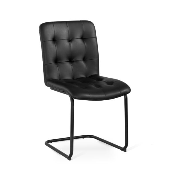 Frank är en stol med gung / svikt från Torkelson. Denna stol passar bra till matbord. Stolen finns i färgerna svart, brun och grå. Underredet är i svart metall.