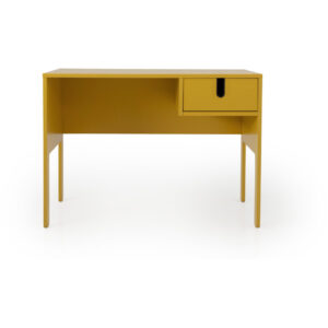 Uno ett svensktillverkat skrivbord från Tenzo. Detta skrivbord finns i gult, vitt, grått, grönt och blått.