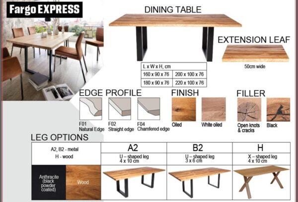 20% rabatt på Fargo bord från Lib. Gäller utvalda kanter, storlekar och ben. Bordet finns i vitoljad ek och oljad ek.