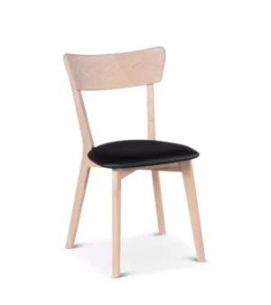 Klassisk stol från Stenexpo. Växjö är en klassisk stol i massiv ek. Stolen finns i vitoljad ek och oljad ek. Sitsen är alltid i svart konstläder.