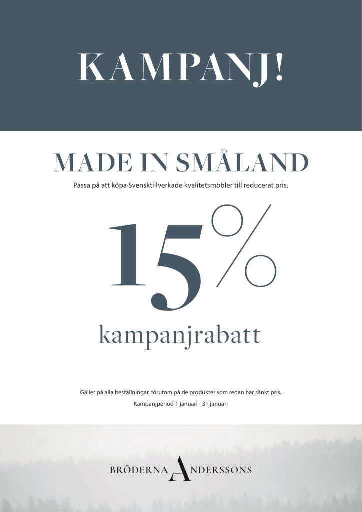 Form På Rabatt 15% RABATT på BRÖDERNA ANDERSSONS hos Möbelköp i Tidaholm