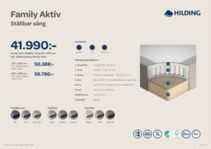 En genomskärning av den ställbara sängen Family Aktiv från Hilding. Se uppbyggnaden, storlekar och färger.